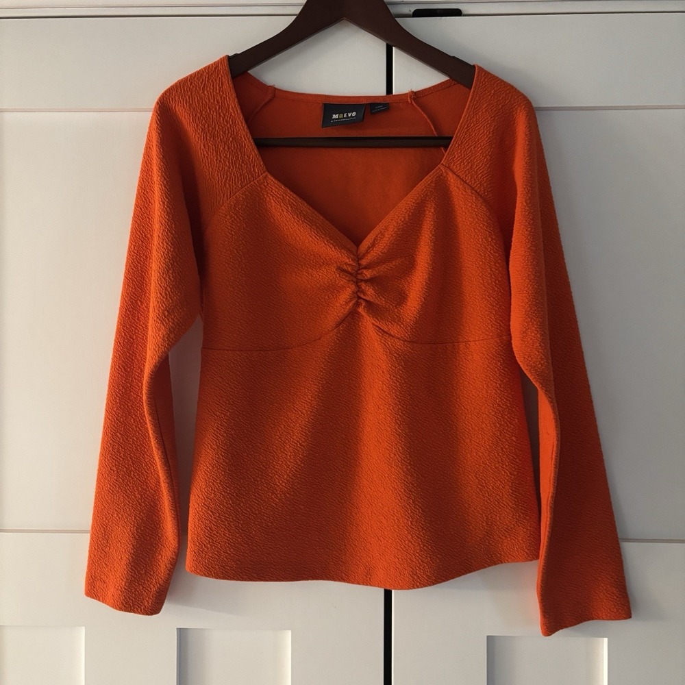 Anthropologie Maeve Sweetheart Long sleeve Orange Blouse Extra Large- XL